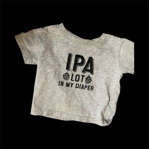 Beer Humor Kids Shirt IPA lot in my diaper 12 months